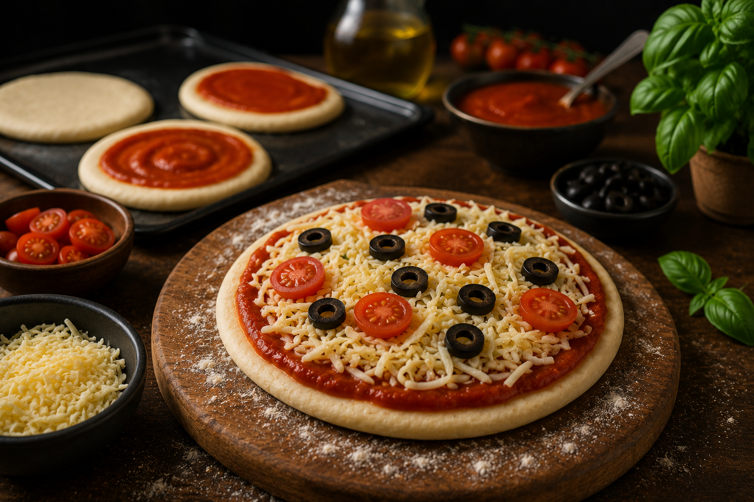 Préparation des mini pizzas