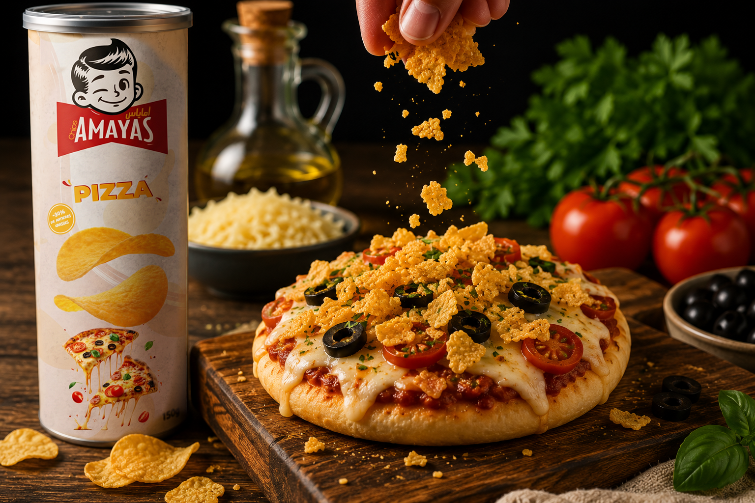 Ajout des chips sur la mini pizza